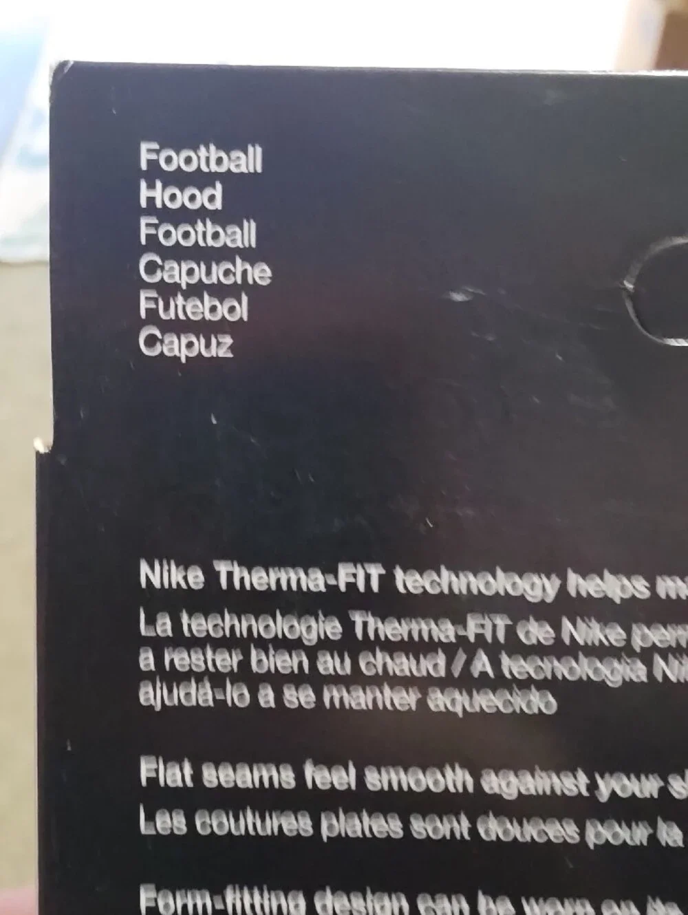 Nike Black Hood Packaging with White Text